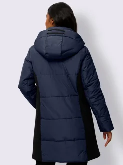 Veste longue avec empiècements latéraux et capuche ajustable
