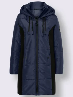 Veste longue avec empiècements latéraux et capuche ajustable