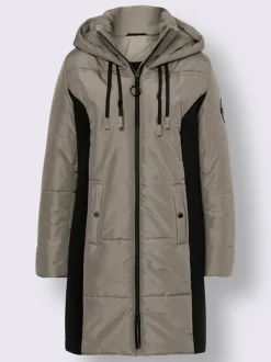 Veste longue avec empiècements latéraux et capuche ajustable