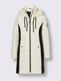 Veste longue avec empiècements latéraux et capuche ajustable