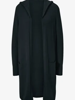 Veste longue en tricot avec capuche et poches