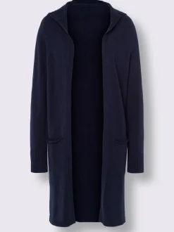 Veste longue en tricot avec capuche et poches