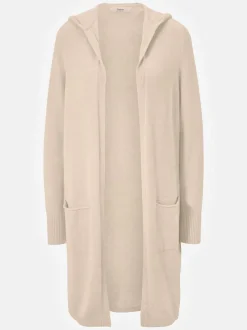 Veste longue en tricot avec capuche et poches