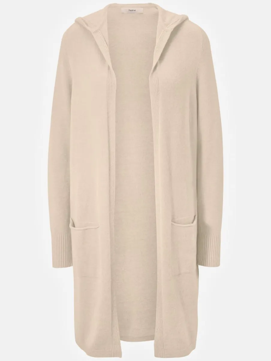 Veste longue en tricot avec capuche et poches