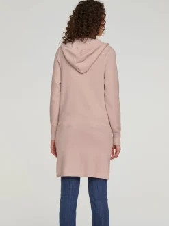 Veste longue en tricot avec capuche et poches