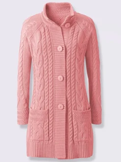 Veste longue en tricot avec col montant et poches