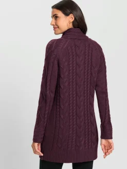 Veste longue en tricot avec col montant et poches