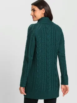 Veste longue en tricot avec col montant et poches