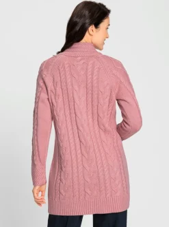 Veste longue en tricot avec col montant et poches