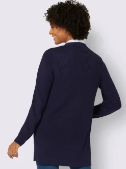 Veste longue en tricot avec encolure en V et manches longues
