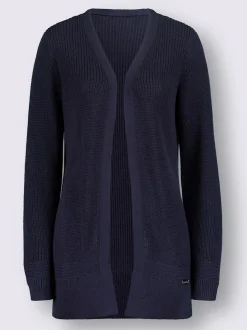 Veste longue en tricot avec encolure en V et manches longues