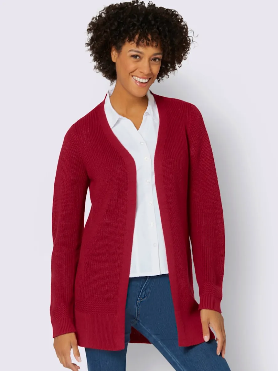 Veste longue en tricot avec encolure en V et manches longues