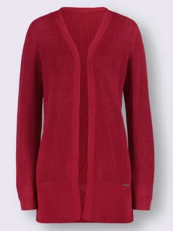 Veste longue en tricot avec encolure en V et manches longues