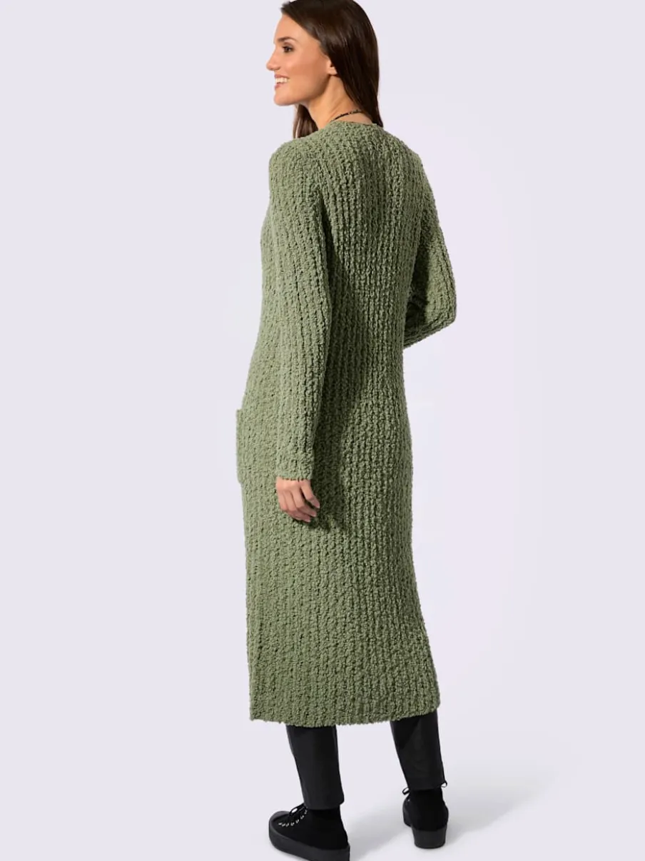 Veste longue en tricot avec manches longues et poches pratiques