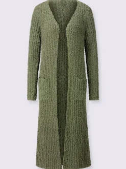 Veste longue en tricot avec manches longues et poches pratiques