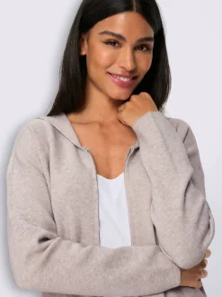 Veste longue en tricot avec petites pierres brillantes fantaisie