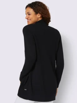 Veste longue en tricot avec poches et boutons côtelés