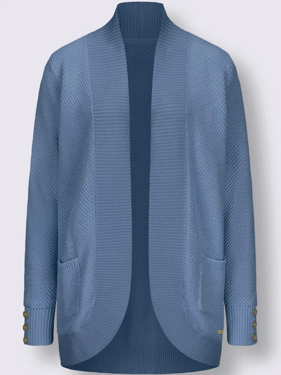 Veste longue en tricot avec poches et boutons côtelés