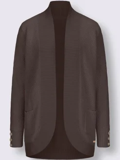 Veste longue en tricot avec poches et boutons côtelés