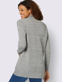 Veste longue en tricot avec poches et boutons côtelés