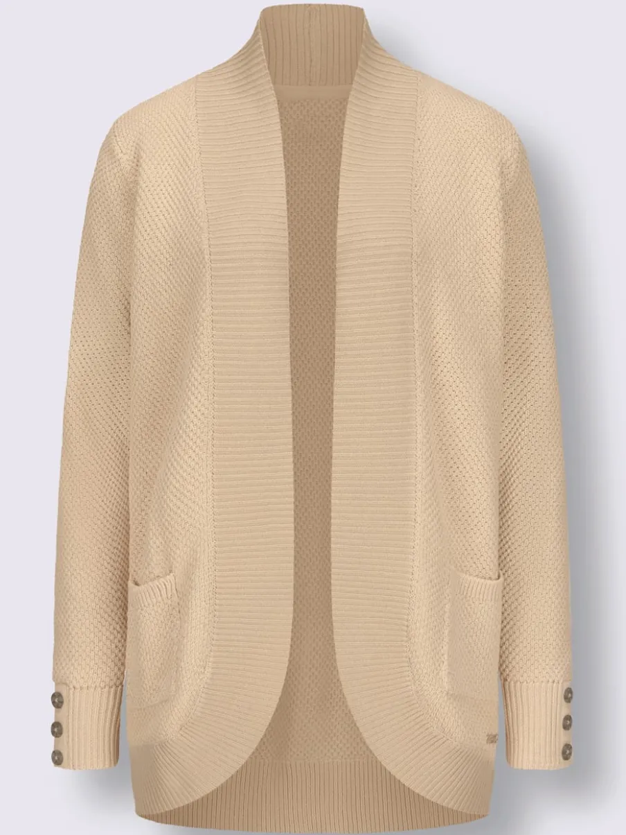 Veste longue en tricot avec poches et boutons côtelés