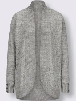 Veste longue en tricot avec poches et boutons côtelés