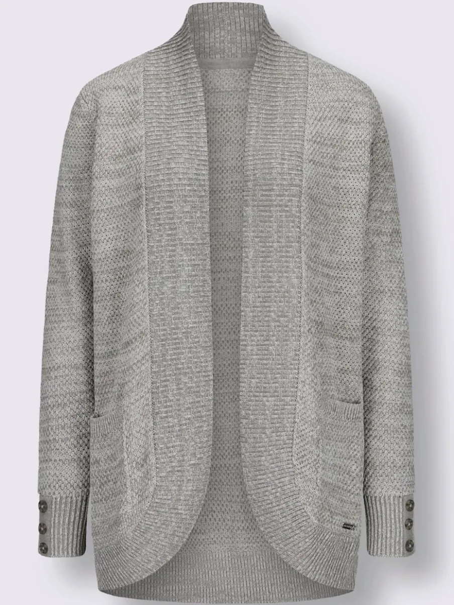 Veste longue en tricot avec poches et boutons côtelés
