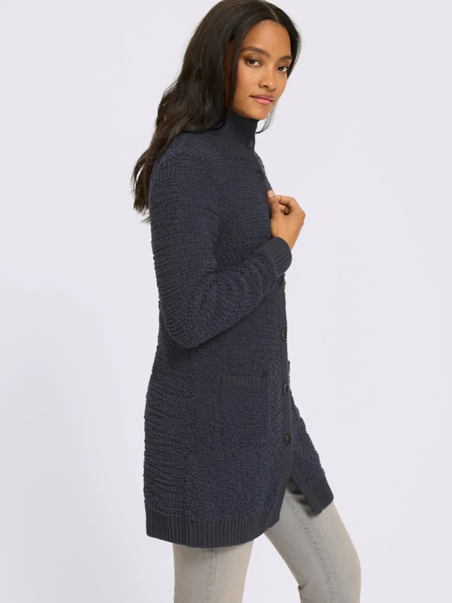 Veste longue en tricot jolie structure tricot
