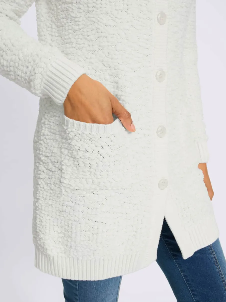 Veste longue en tricot jolie structure tricot