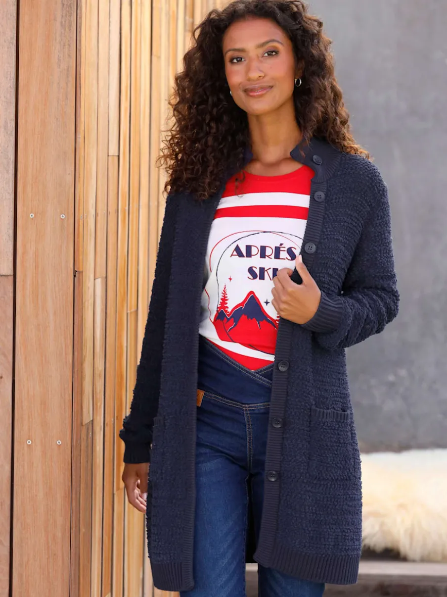 Veste longue en tricot jolie structure tricot