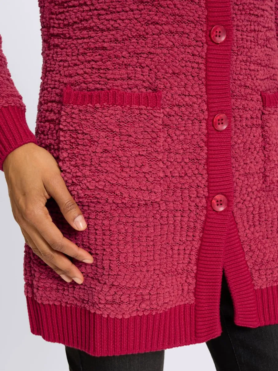 Veste longue en tricot jolie structure tricot