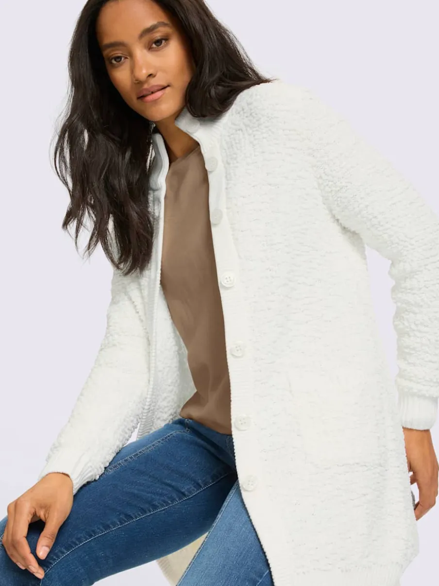 Veste longue en tricot jolie structure tricot