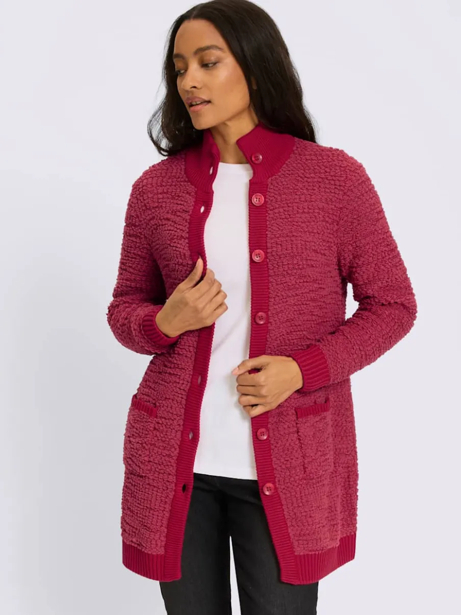 Veste longue en tricot jolie structure tricot