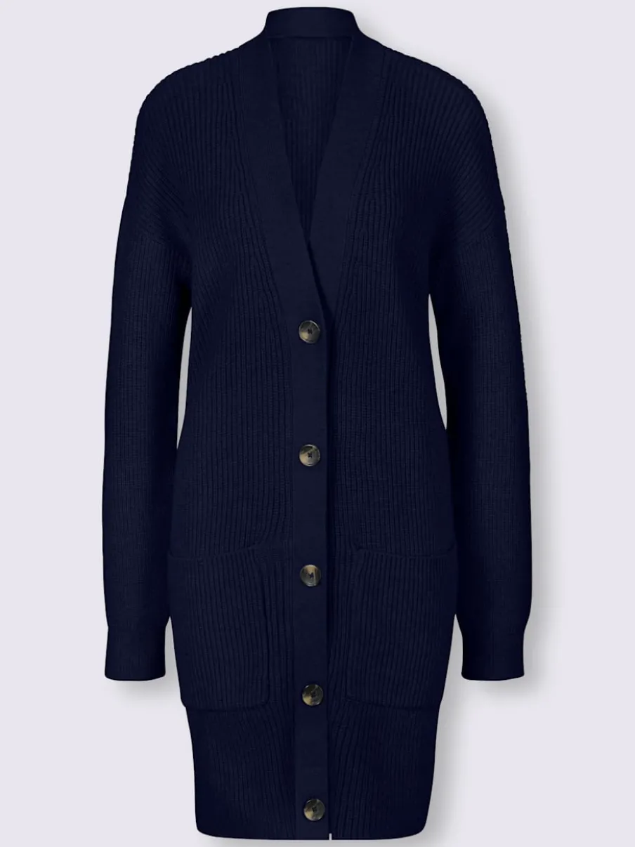Veste longue en tricot à manches longues et poches