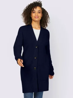 Veste longue en tricot à manches longues et poches