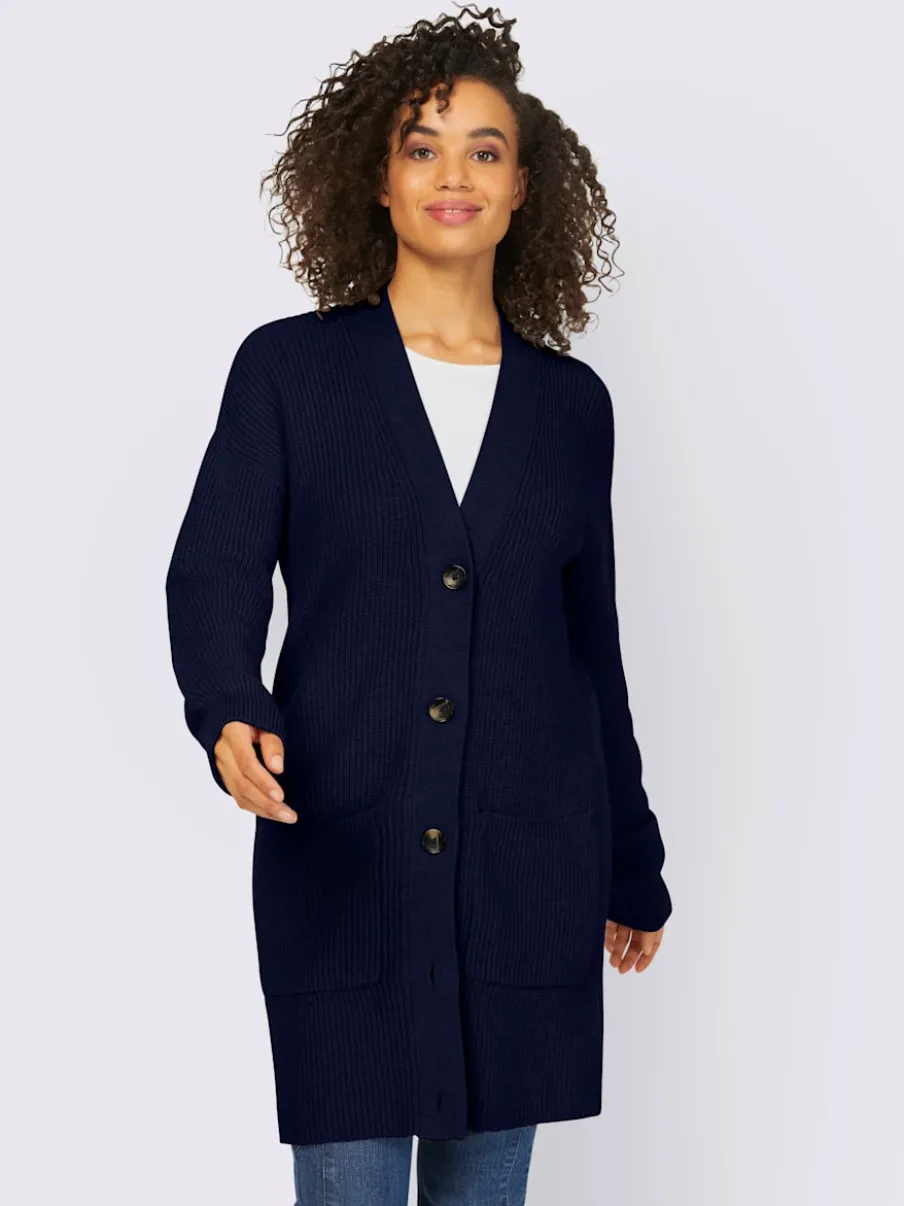 Veste longue en tricot à manches longues et poches