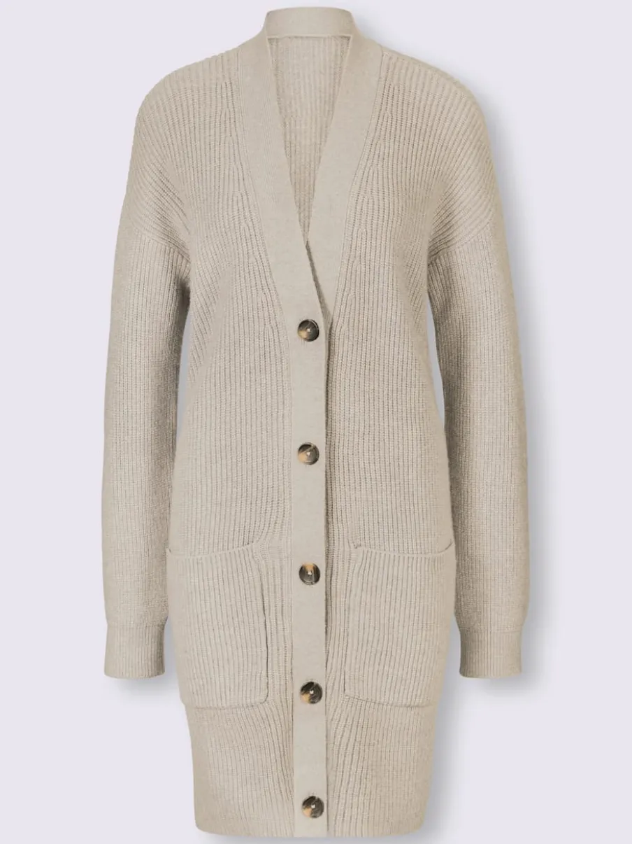 Veste longue en tricot à manches longues et poches