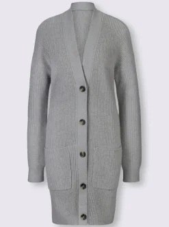 Veste longue en tricot à manches longues et poches