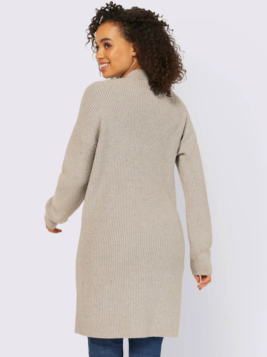 Veste longue en tricot à manches longues et poches