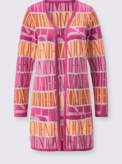 Veste longue en tricot à motifs graphiques et fentes latérales