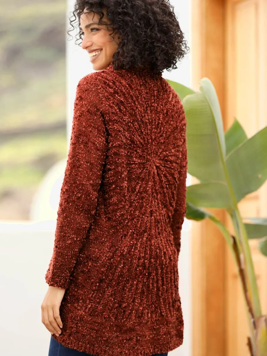 Veste longue en tricot superbe motif tricoté