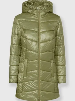 Veste longue matelassée avec capuche et poches pratiques