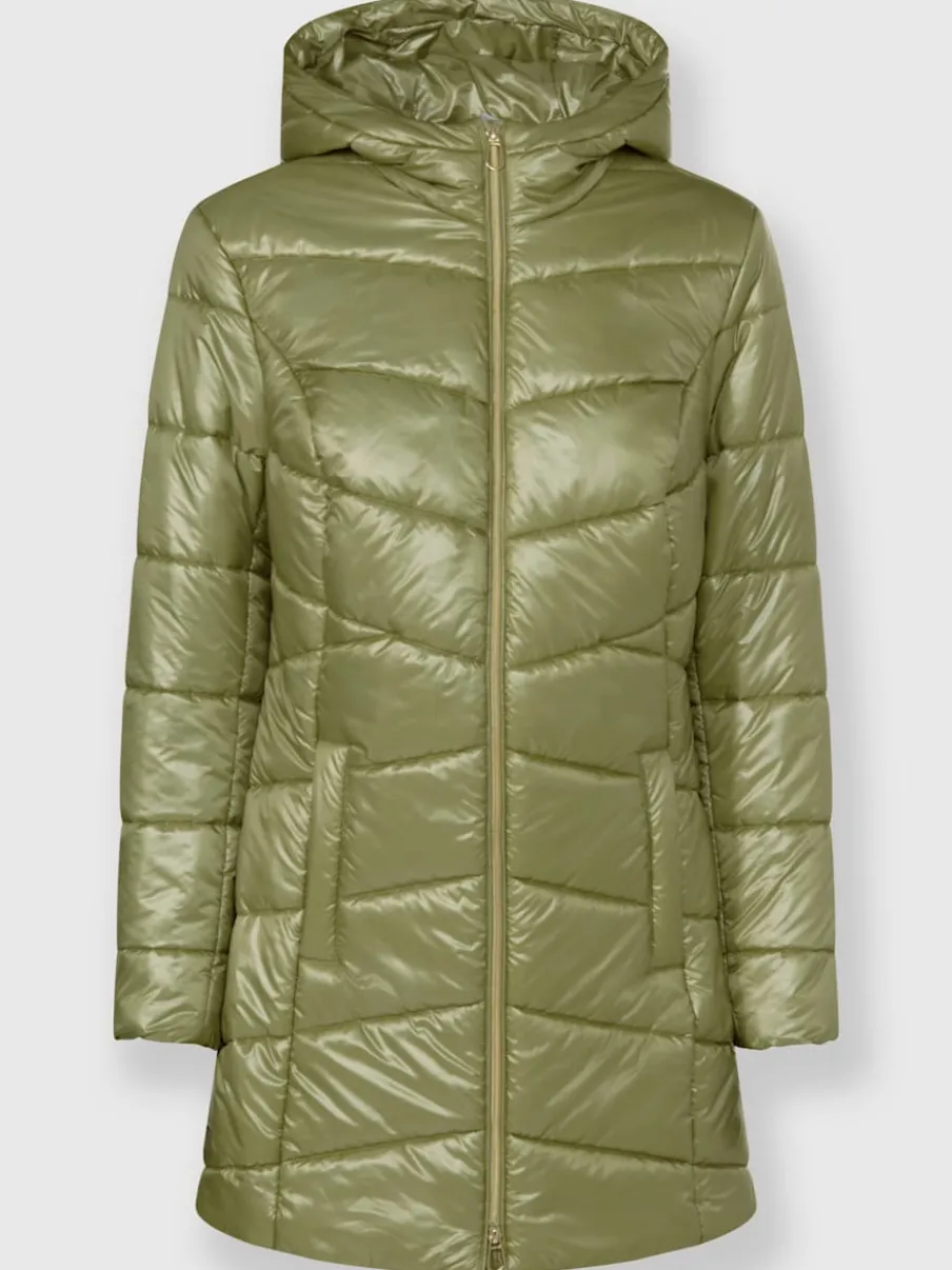 Veste longue matelassée avec capuche et poches pratiques