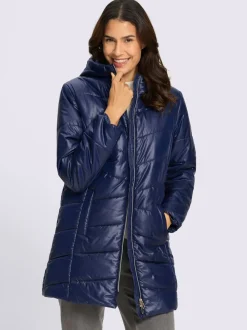 Veste longue matelassée avec capuche et poches pratiques