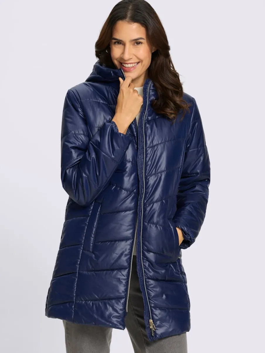 Veste longue matelassée avec capuche et poches pratiques