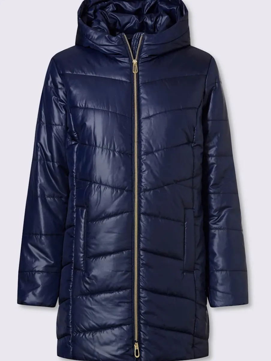 Veste longue matelassée avec capuche et poches pratiques