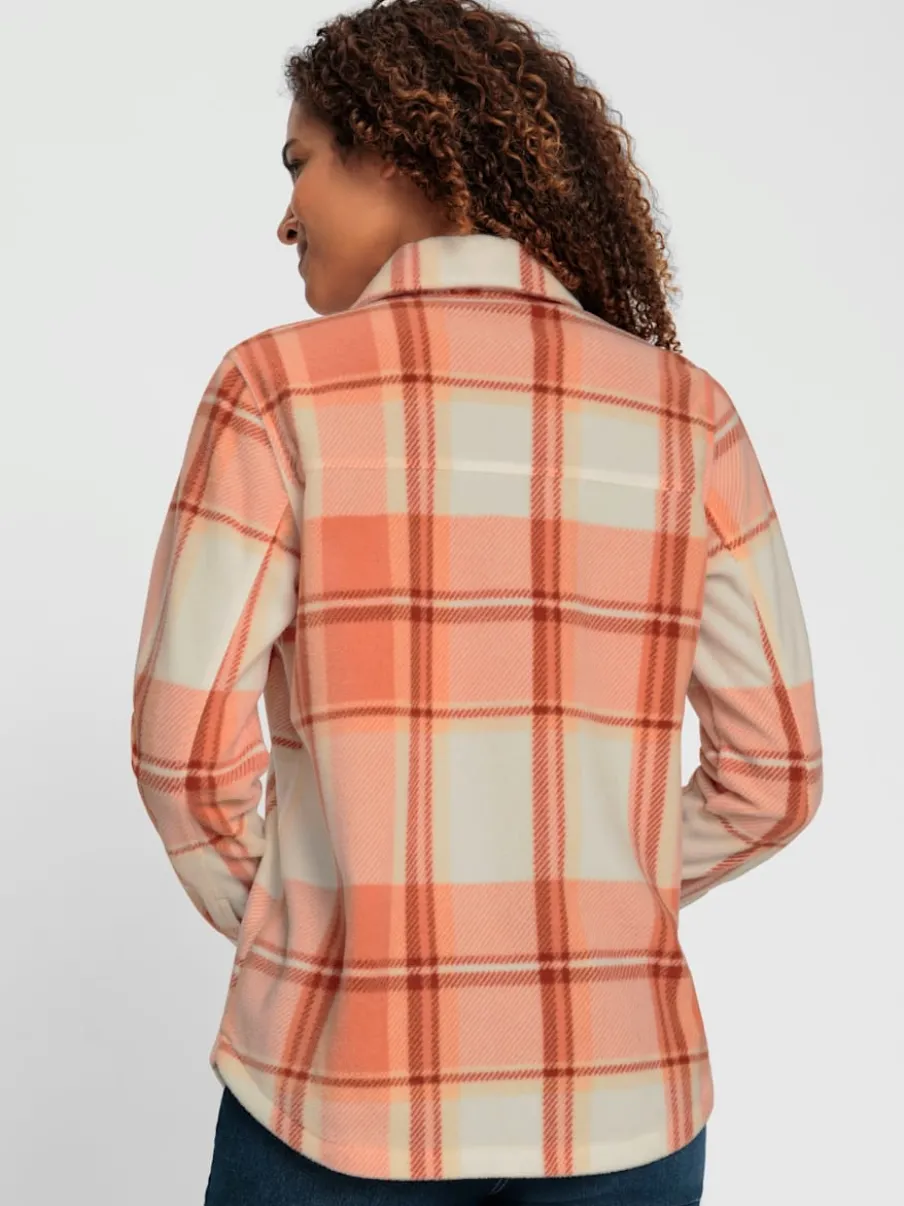 Veste polaire à carreaux avec col chemise et poches