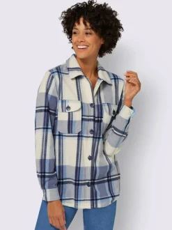 Veste polaire à carreaux avec col chemise et poches