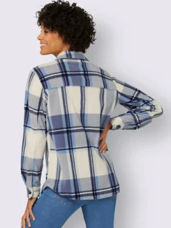 Veste polaire à carreaux avec col chemise et poches