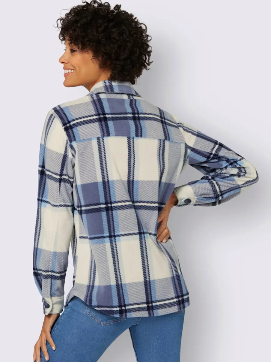 Veste polaire à carreaux avec col chemise et poches